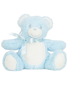 Zachte knuffel beer blauw met eigen opdruk