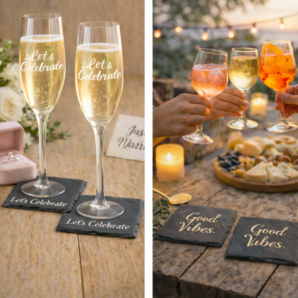 Leisteen onderzetter – Gegraveerd voor een glimlach